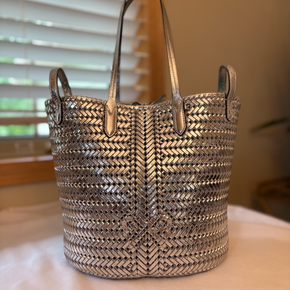 Anya Hindmarch Silver Woven Neeson Bag
